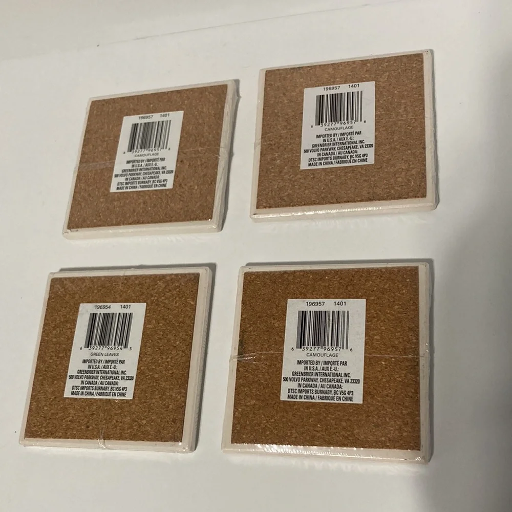 Camouflage Hunting Military Drink Coasters Absorbent Cork Backed Set of 4